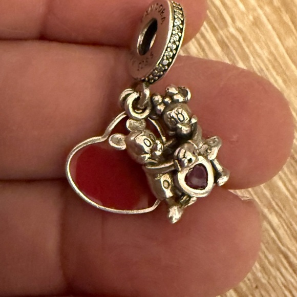 Disney Silver Charm with Red Heart Mickey & Minnie - Picture 4 of 7